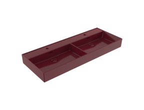 Wastafel Milano Glans Bordeaux Rood 120x46x12cm Dubbele wasbak - met kraangat en overloop