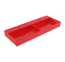 Wastafel Milano Glans Rood 120x46x12cm Dubbele wasbak - met kraangat en overloop
