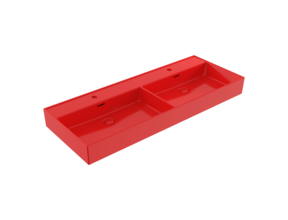 Wastafel Milano Glans Rood 120x46x12cm Dubbele wasbak - met kraangat en overloop