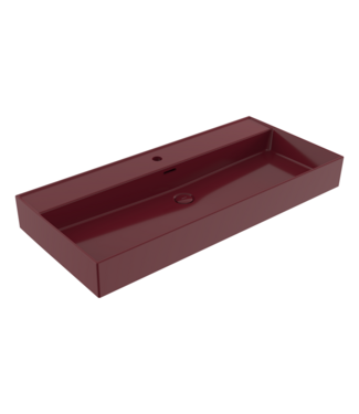 BOCCHI Wastafel Milano Glans Bordeaux Rood 100x46x12cm - met kraangat en overloop