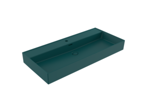 Wastafel Milano Mat Petrol Blue 100x46x12cm - met kraangat en overloop