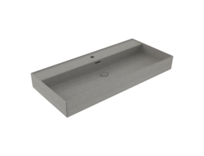Wastafel Milano Mat Beton Grijs 100x46x12cm - met kraangat en overloop