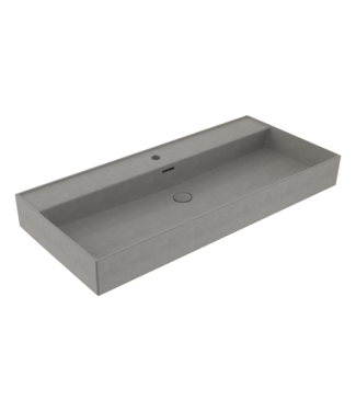 BOCCHI Wastafel Milano Mat Beton Grijs 100x46x12cm - met kraangat en overloop
