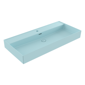 Wastafel Milano Mat Baby Blue 100x46x12cm - met kraangat en overloop
