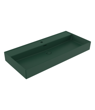 BOCCHI Wastafel Milano Mat Groen 100x46x12cm - met kraangat en overloop