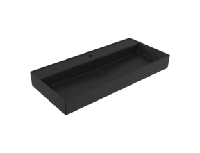 Wastafel Milano Mat Zwart 100x46x12cm - met kraangat en overloop
