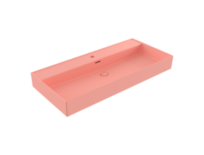 Wastafel Milano Mat Zalm 100x46x12cm - met kraangat en overloop
