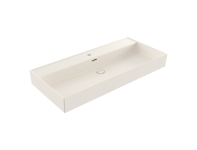 Wastafel Milano Glans Biscuit 100x46x12cm - met kraangat en overloop