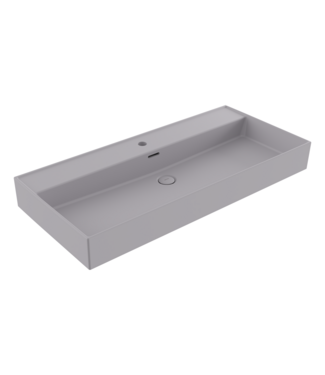 BOCCHI Wastafel Milano Mat Grijs 100x46x12cm - met kraangat en overloop