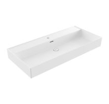 Wastafel Milano Mat Wit 100x46x12cm - met kraangat en overloop