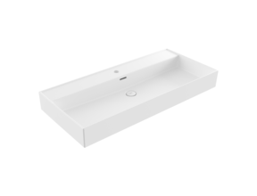 Wastafel Milano Mat Wit 100x46x12cm - met kraangat en overloop