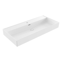 Wastafel Milano Glans Wit 100x46x12cm - met kraangat en overloop