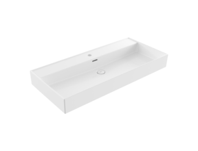 Wastafel Milano Glans Wit 100x46x12cm - met kraangat en overloop