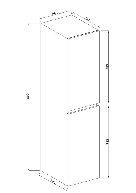Kolomkast Vision Glans Wit 160cm 2-delig deur - 38.3930