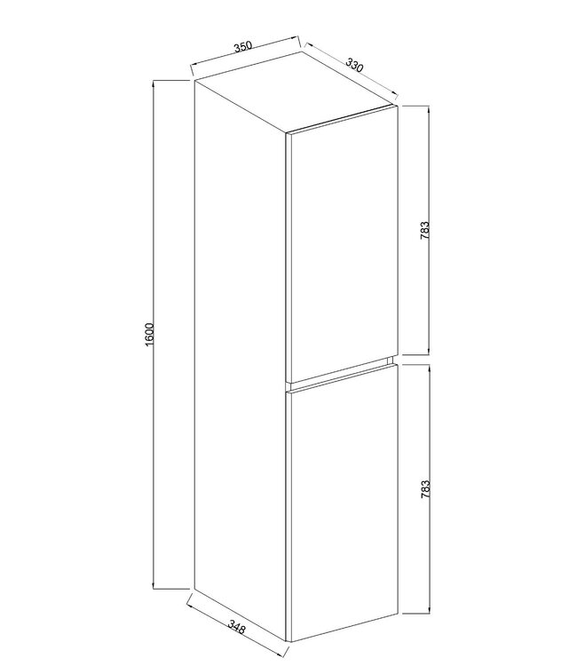 Wiesbaden Kolomkast Vision Glans Wit 160cm 2-delig deur - 38.3930
