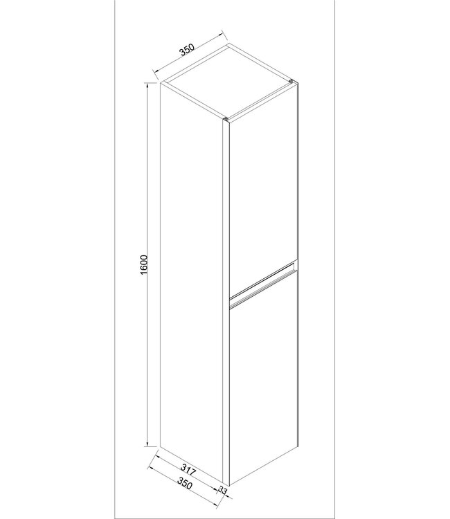 Kolomkast Vision houtnerf grijs 160cm 2-delig deur - 38.3931