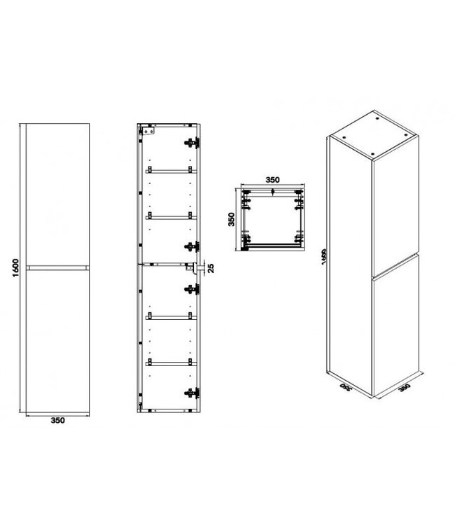 Kolomkast Vision houtnerf grijs 160cm 2-delig deur - 38.3931