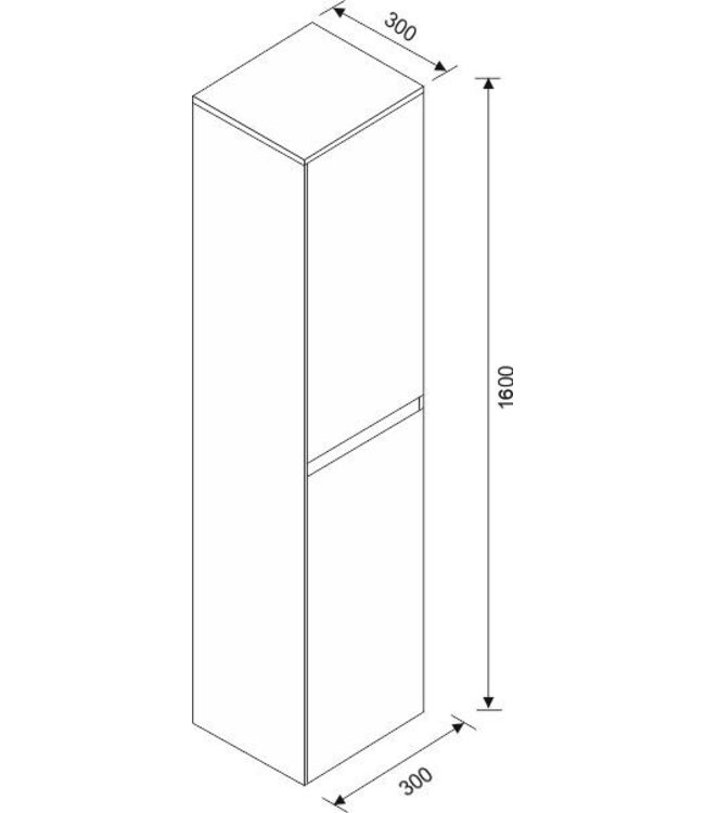 Kolomkast Tigris houtnerf grijs 160cm 2-delig deur - 38.3622