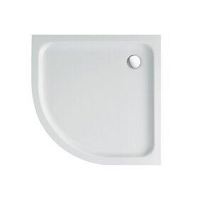 Douchebak Queen Hoog Kwartrond 90x90x15cm Acryl Radius 55cm Antislip Wit met Potenset