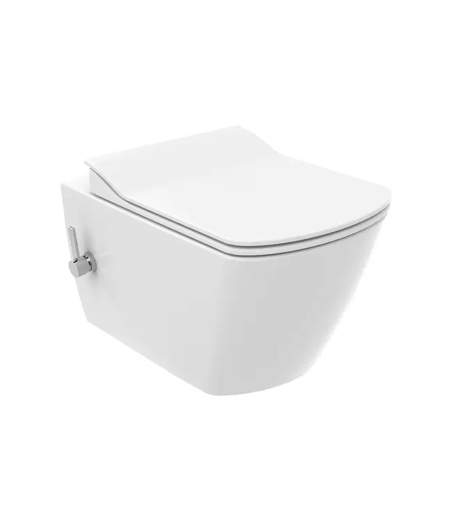 CREAVIT Hangtoilet met bidet Elegant Wit met geïntegreerde bidetkraan koud – Excl. wc-bril