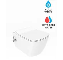 Hangtoilet met bidet Elegant Wit met geïntegreerde bidetkraan koud – Excl. wc-bril