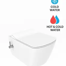 Hangtoilet met bidet Elegant Wit met geïntegreerde bidetkraan koud – Excl. wc-bril