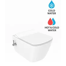 Hangtoilet met bidet Elegant Wit met geïntegreerde bidetkraan koud – Excl. wc-bril