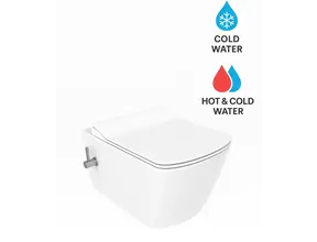 Hangtoilet met bidet Elegant Wit met geïntegreerde bidetkraan koud – Excl. wc-bril
