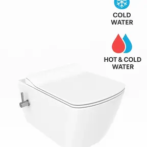 Hangtoilet met bidet Elegant Wit met geïntegreerde bidetkraan koud – Excl. wc-bril