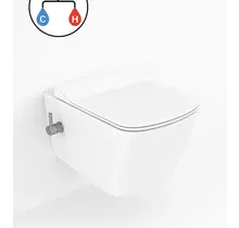 Hangtoilet met bidet Elegant Wit met geïntegreerde bidetkraan Warm / Koud – Excl. wc-bril