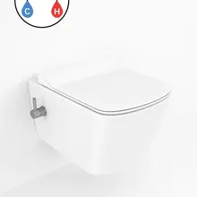 Hangtoilet met bidet Elegant Wit met geïntegreerde bidetkraan Warm / Koud – Excl. wc-bril