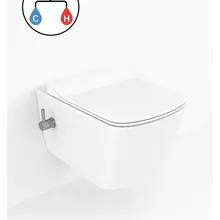 Hangtoilet met bidet Elegant Wit met geïntegreerde bidetkraan Warm / Koud – Excl. wc-bril