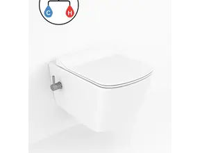 Hangtoilet met bidet Elegant Wit met geïntegreerde bidetkraan Warm / Koud – Excl. wc-bril