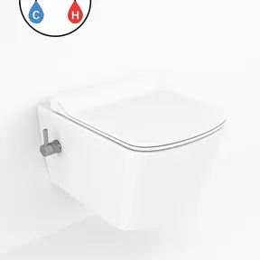 Hangtoilet met bidet Elegant Wit met geïntegreerde bidetkraan Warm / Koud – Excl. wc-bril