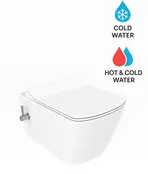 Hangtoilet met bidet Elegant Wit met geïntegreerde bidetkraan Warm / Koud – Excl. wc-bril