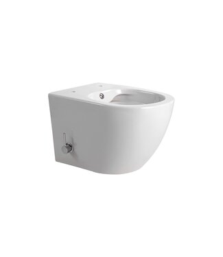 ALONI Hangtoilet met bidet Darlo Wit Warm / Koud geïntegreerde bidetkraan – Excl. wc-bril