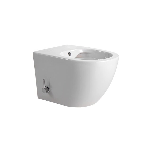 Hangtoilet met bidet Darlo Wit Koud geïntegreerde bidetkraan – Excl. wc-bril