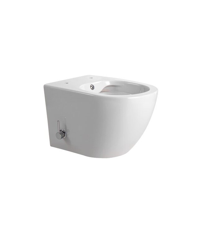 Hangtoilet met bidet Darlo Wit Koud geïntegreerde bidetkraan – Excl. wc-bril