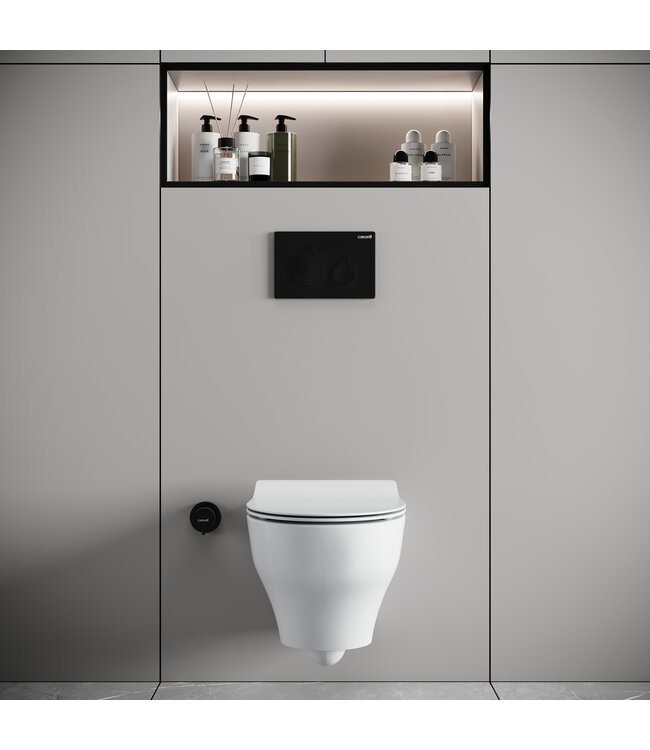 Randloos Hangtoilet Ness met tornado spoeling - Excl. wc-bril