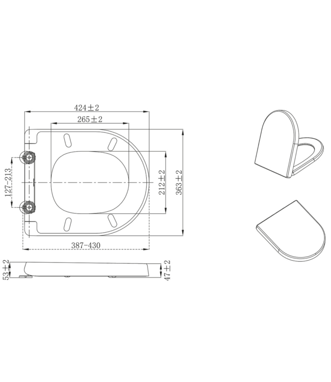 Wc bril Aloni Primium Wrap-up  Wit  - Softclose Slim toiletzitting - QUICK RELEASE