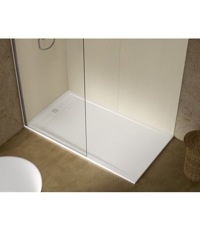 Douchevloer Wit 140x90cm Composietsteen Douchebak 3cm Veroni Elite Stootvast Krasvrij