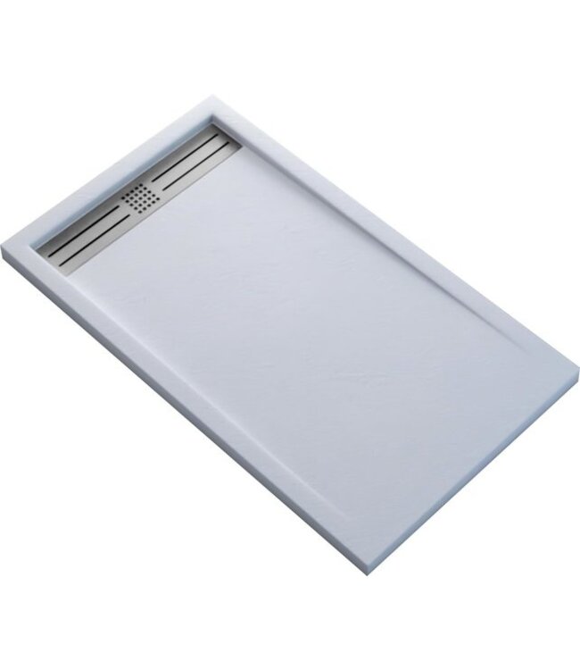 Douchevloer Wit 140x90cm Composietsteen Douchebak 3cm Veroni Elite Stootvast Krasvrij