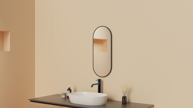 Spiegel Ovaal Renk met lijst Gunmetal 30 x 70 cm - 38.3722