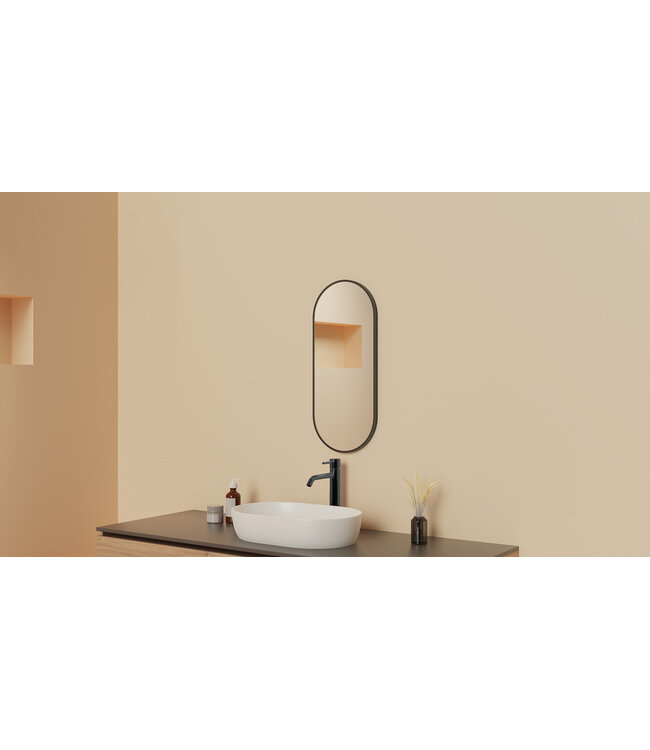 Spiegel Ovaal Renk met lijst Gunmetal 30 x 70 cm - 38.3722