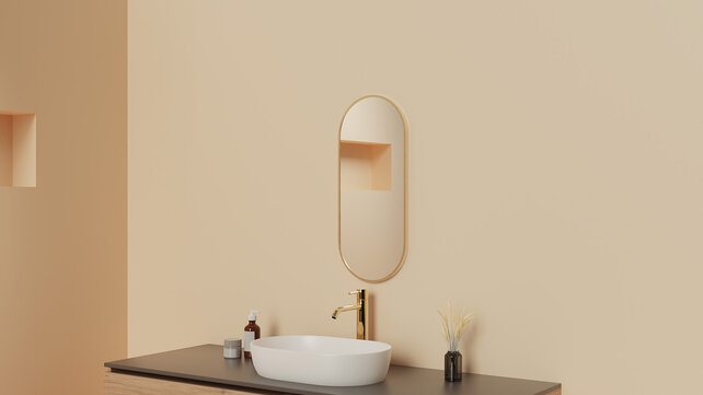 Spiegel Ovaal Renk met lijst Geborsteld Messing 30 x 70 cm - 38.3720