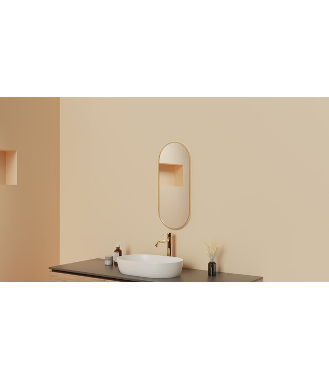 Spiegel Ovaal Renk met lijst Geborsteld Messing 30 x 70 cm - 38.3720