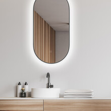 Spiegel ovaal Wiesbaden Nomi 50x100cm Gunmetal met LED, dimbaar en spiegelverwarming - 38.3703