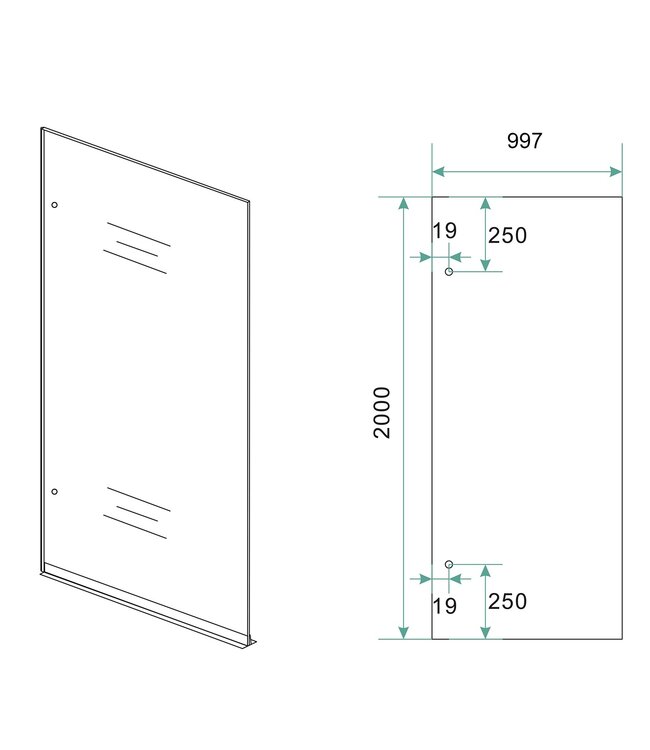 Douchewand Less 100 cm vintage brons glas 8mm glasplaat met nano-coating - 20.3928