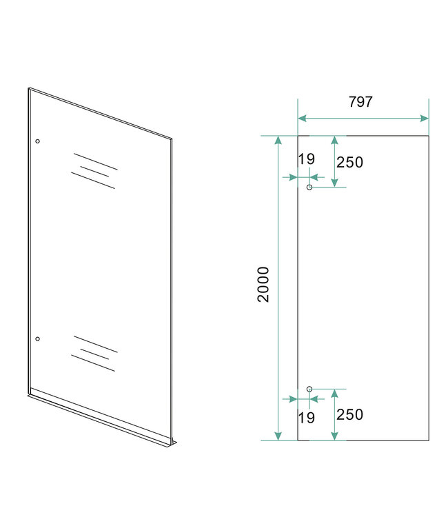 Douchewand Less 80 cm vintage brons glas 8mm glasplaat met nano-coating - 20.3914