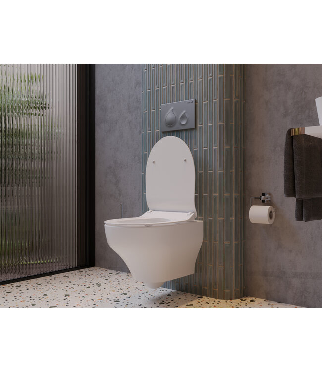 Randloos Hangtoilet Ness Tornado Flush met bidet - Excl. wc-bril